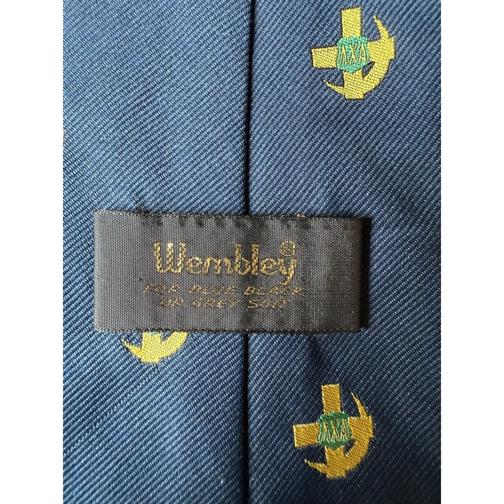 Vintage Wembley Lambda Chi Alpha Tie Greek Fraternity Navy Gold Green - Picture 3 of 3